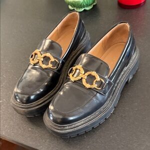 Circus NY Black Loafers with Gold Chain Detail 8
